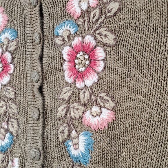 Evan Picone Vintage Cropped Embroidered Sweater Large - Picture 5 of 17